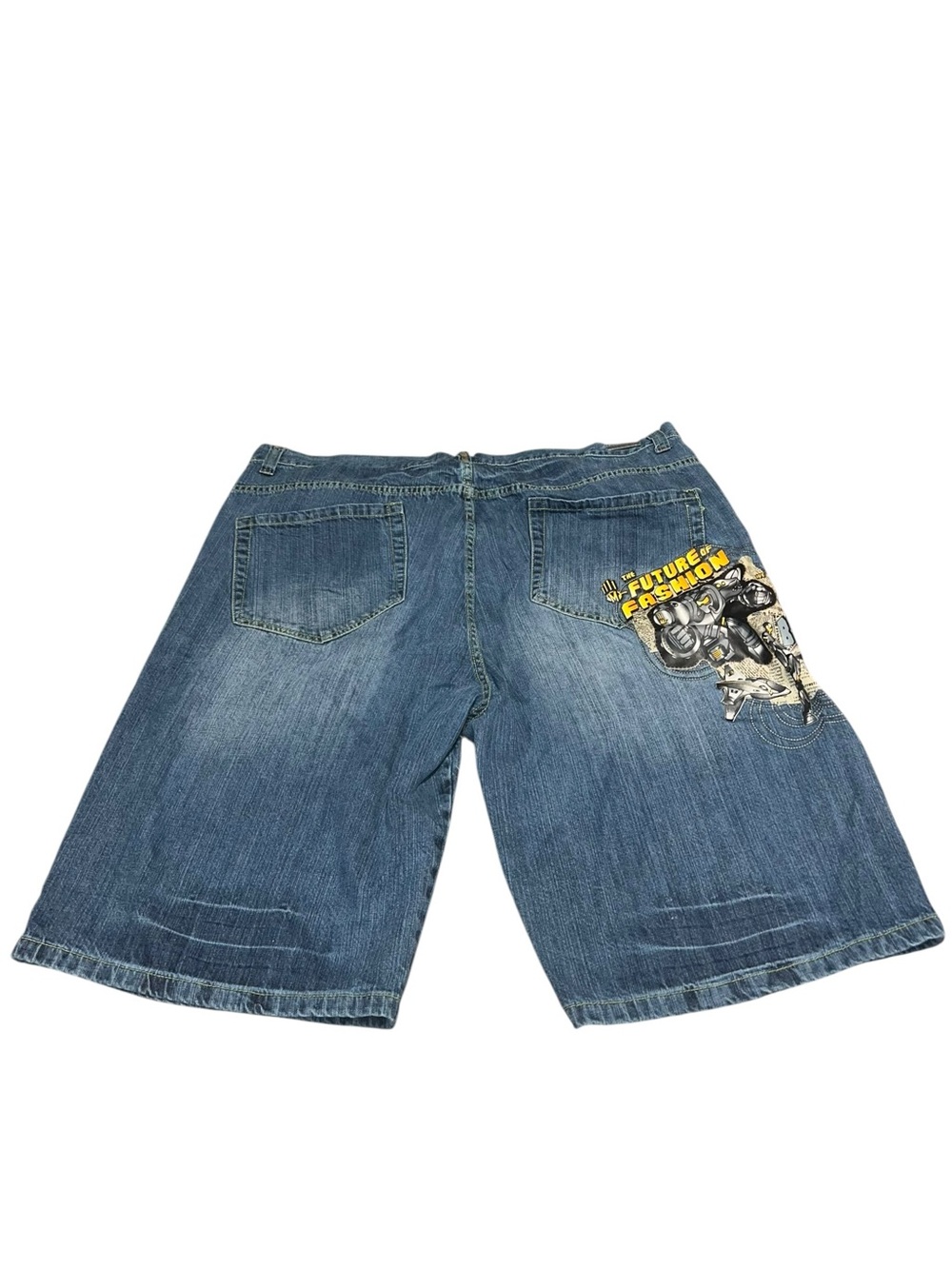 VTG Y2K Miskeen Originals Jean Shorts Jorts Size 44 Future Fashion Denim